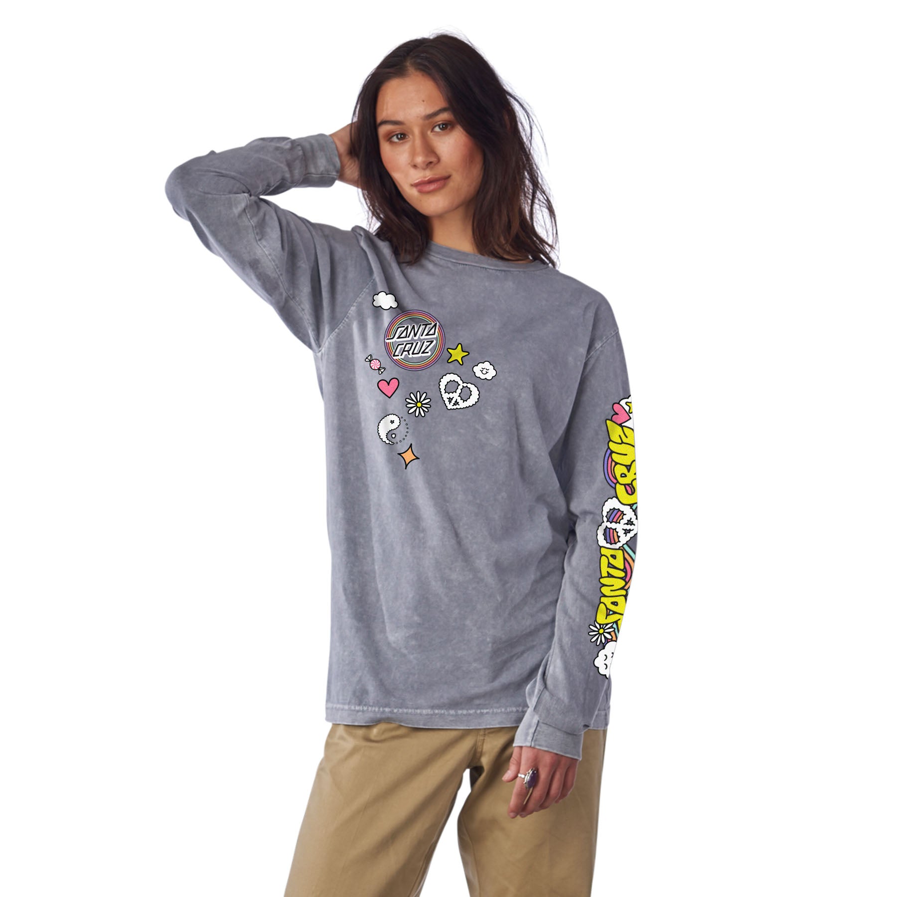 Santa Cruz Women s Whimsical Long Sleeve Crew T Shirt Mineral