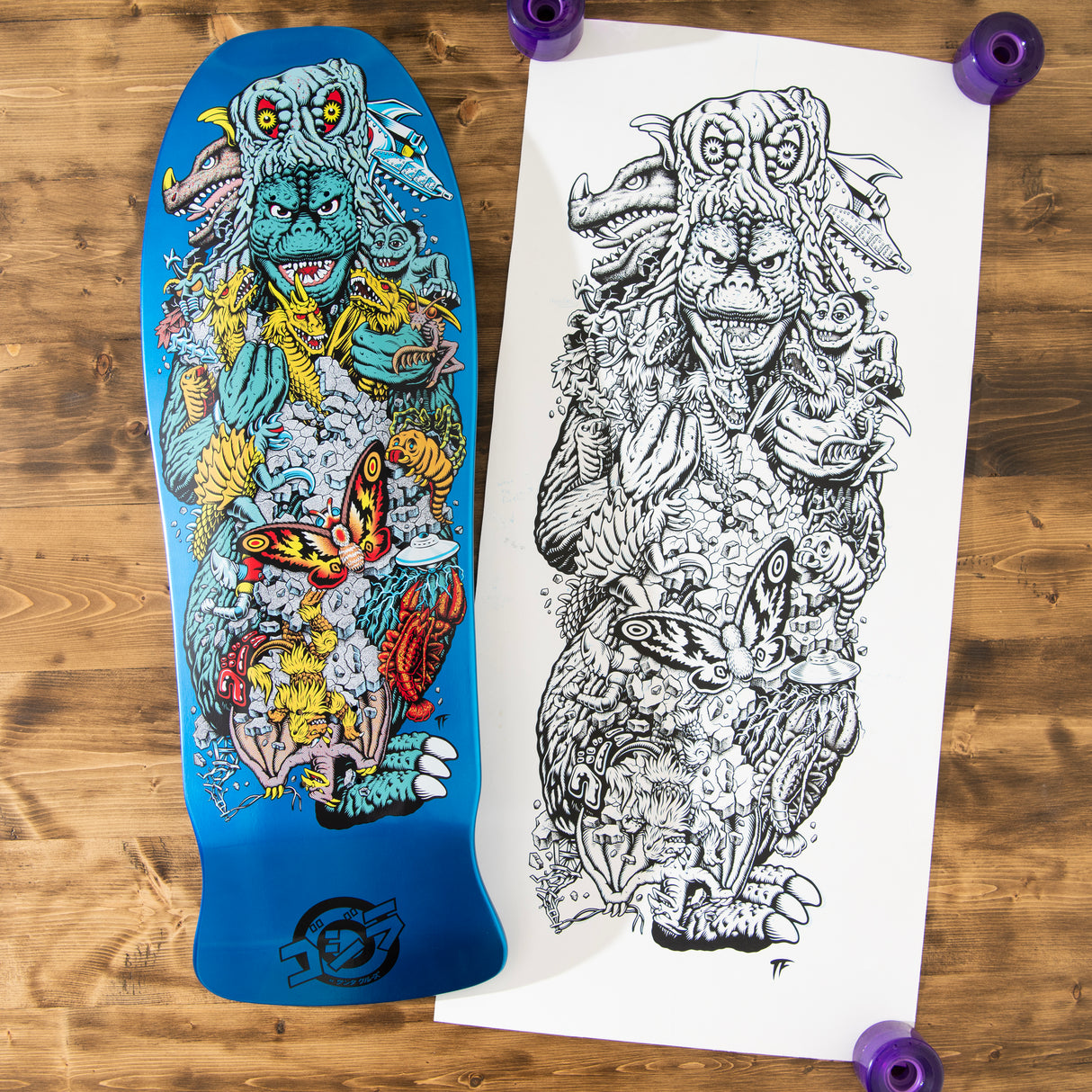 Santa Cruz Godzilla Kaiju Roskopp Skateboard Deck 10.125"