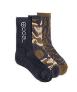 Coal Everyday Crew 3 Pack Socks - Print SHF