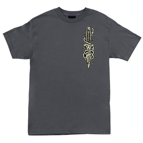 Santa Cruz Dressen Rose Dagger Opus Heavyweight Short Sleeve T-Shirt - Charcoal