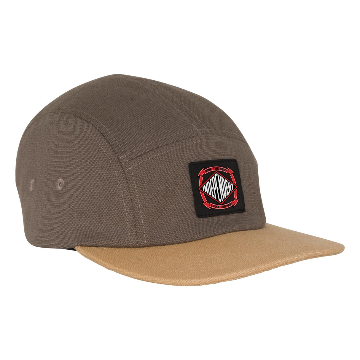 Independent Summit Scroll Camp 5-Panel Snapback Unstructured Low Hat - Charcoal Khaki