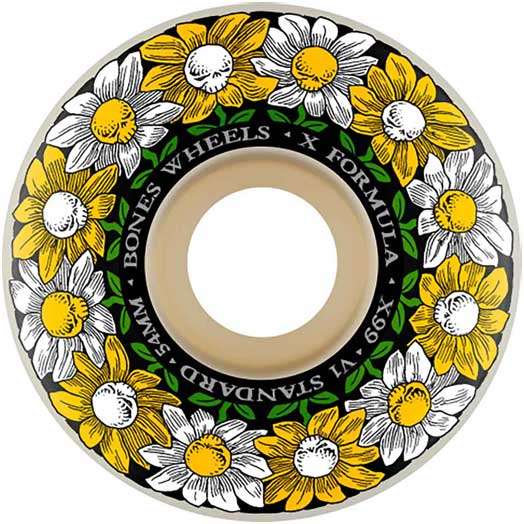 Bones 99a X Formula V1 Pushing Up Daisies Skateboard Wheels - Multiple Sizes