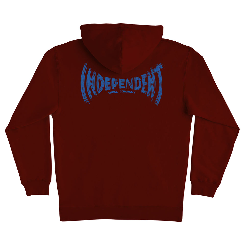 Independent Carved Span Pullover Hoodie Men's Sweatshirt - Maroon