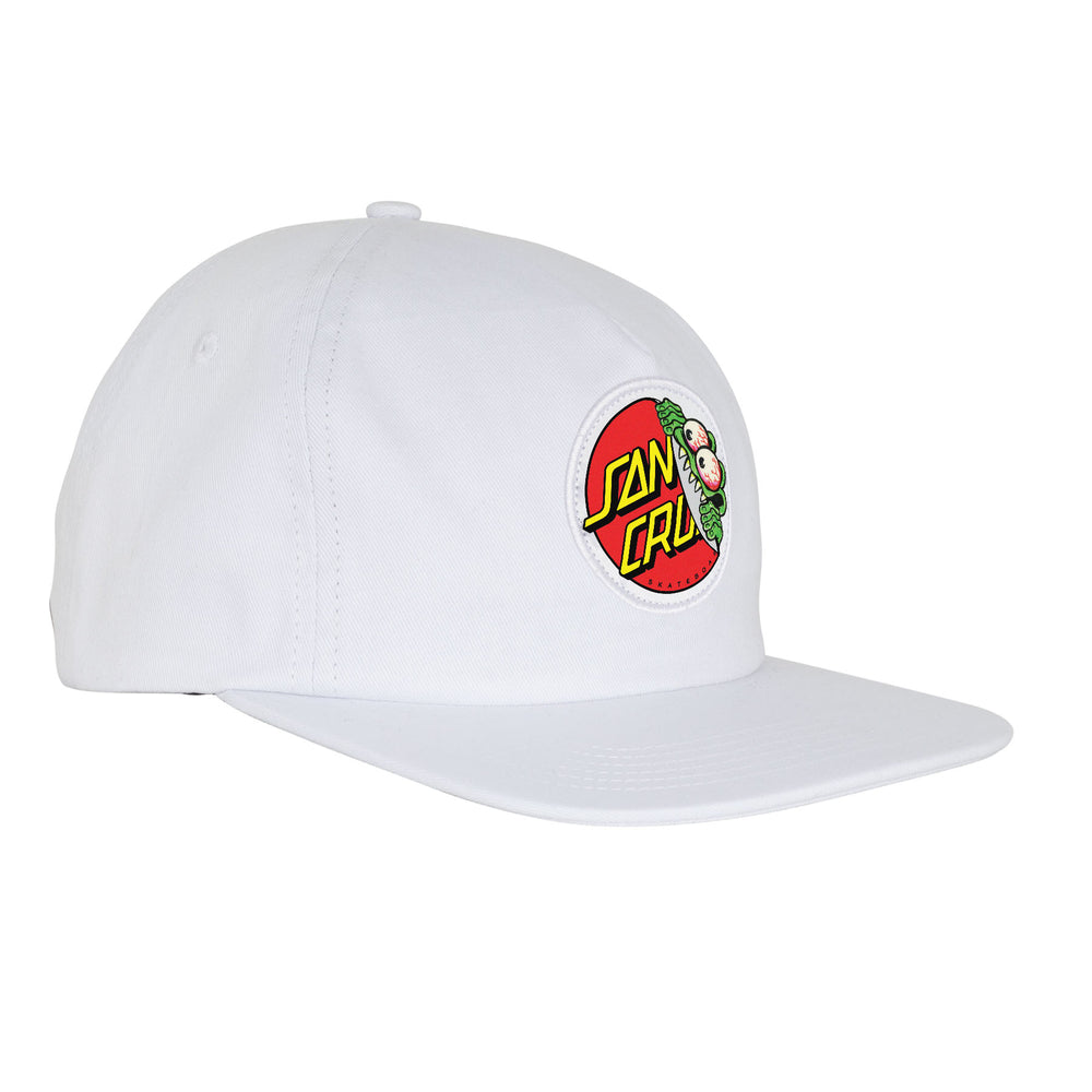 Santa Cruz Beware Dot Strapback Mid Profile Hat - White