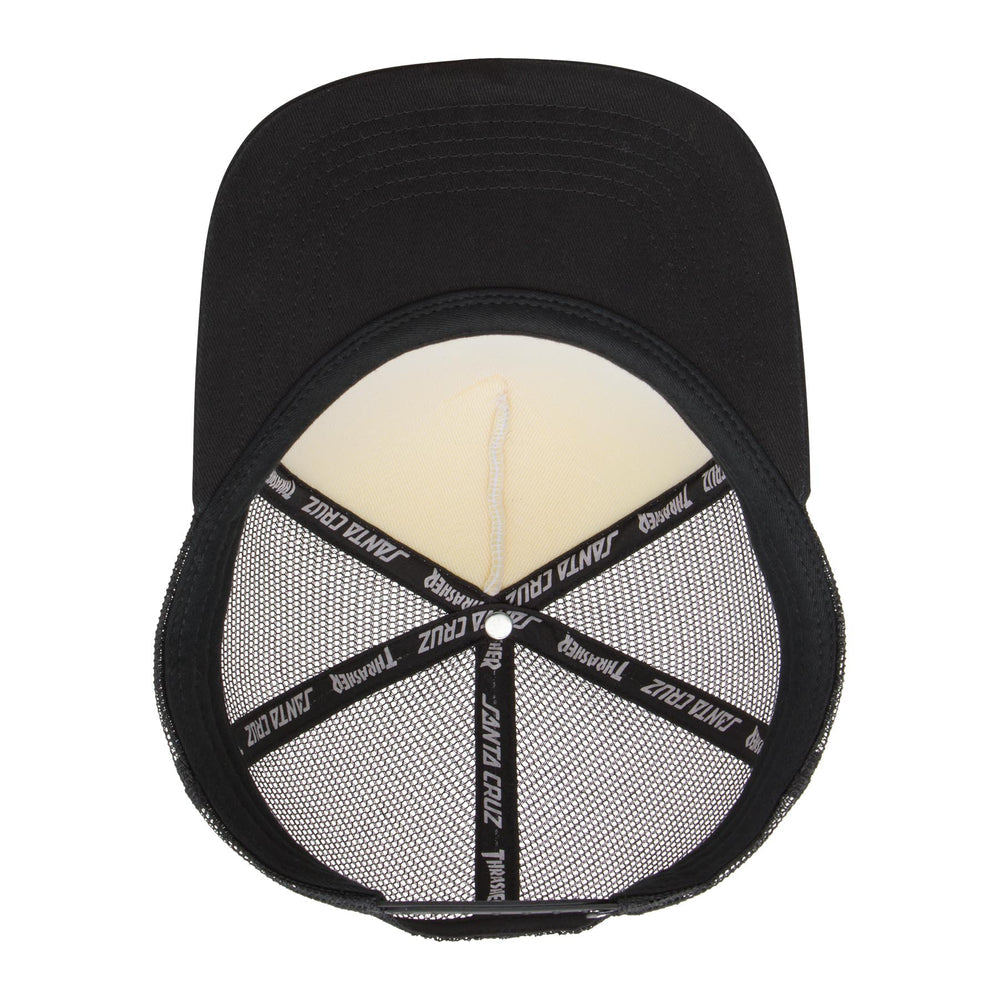 Santa Cruz Thrasher Screaming Logo Mesh Trucker High Profile Hat - Blk/White