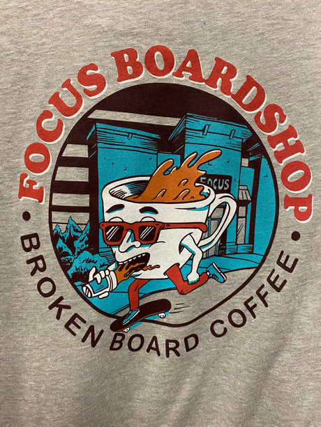 Focus Boardshop and Broken Board Coffee Collaboration RecycledSoft Long Sleeve T-Shirt - Steel Gray