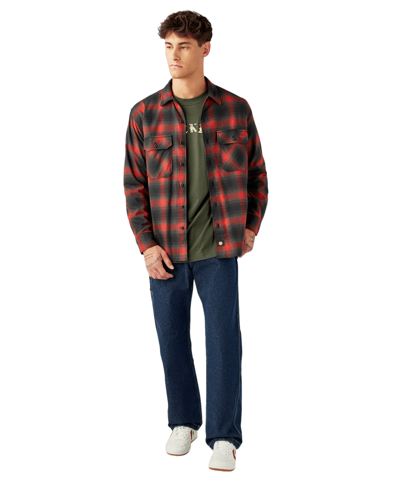 Dickies X Spitfire Flannel Long Sleeve T-Shirt -Red Ochre