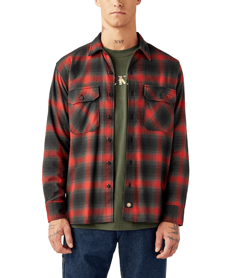 Dickies X Spitfire Flannel Long Sleeve T-Shirt -Red Ochre