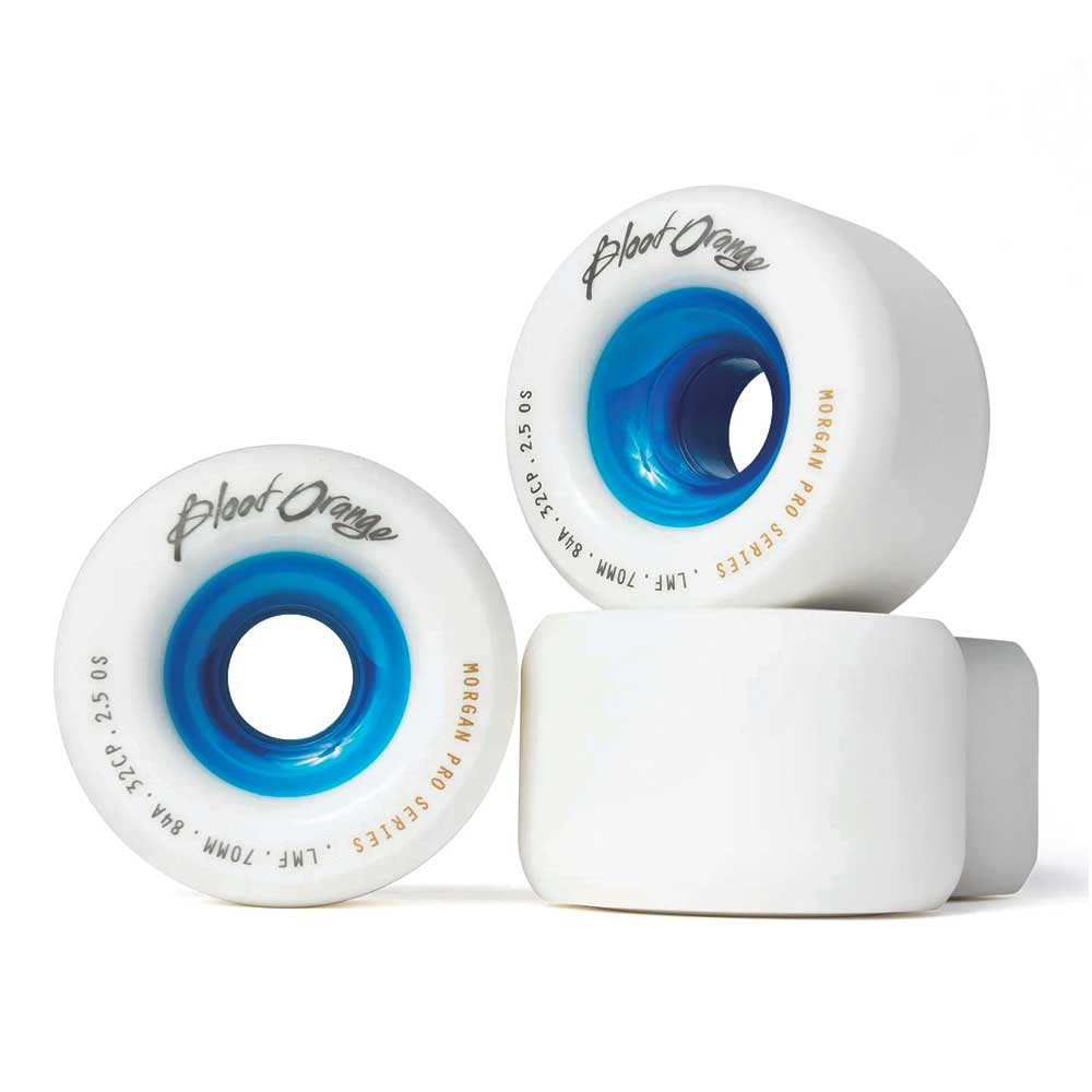 Blood Orange Morgan Pro Series 70mm, 84a Longboard Wheels - White