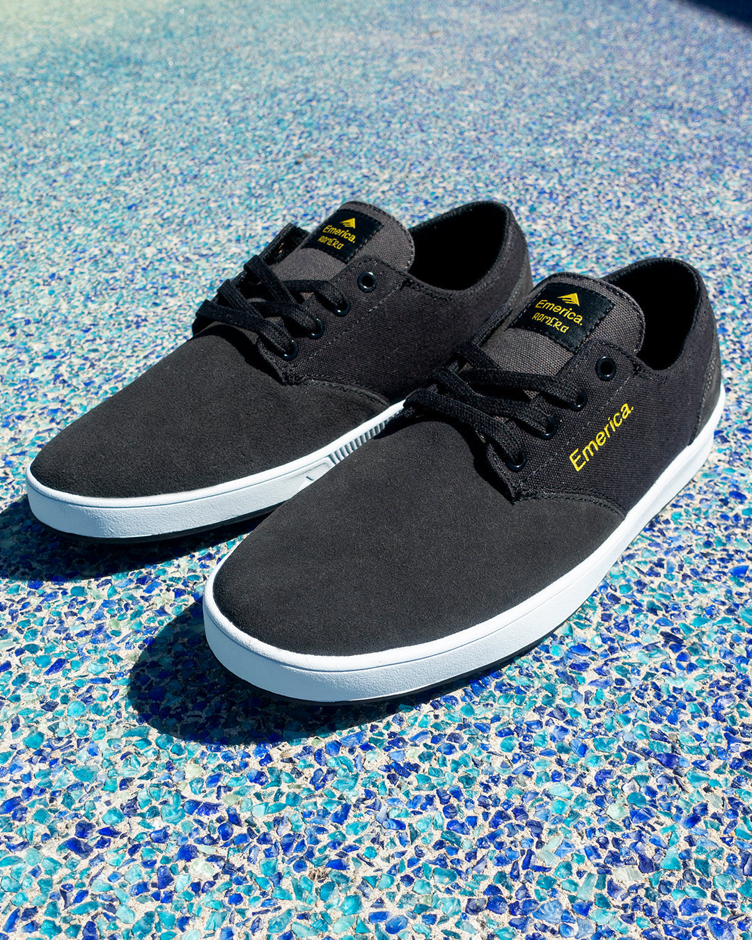 Emerica The Romero Laced Skate Shoes Grey Black Yellow Focus Boardshop