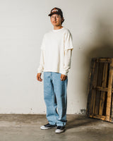 Welcome Shard Garment-Dyed Boxy Layered Knit Long Sleeve Shirt