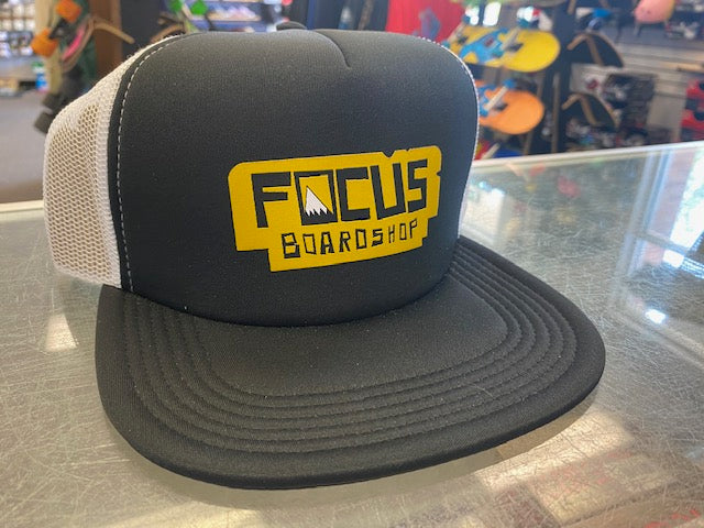 Focus Boardshop Mountain Peak Trucker Cap - Black/White