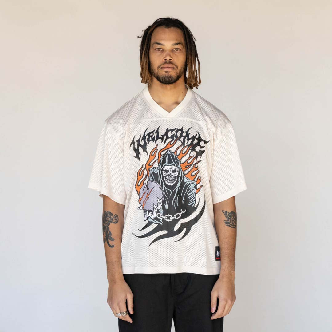 Welcome Omen Mesh Football Jersey - Bone