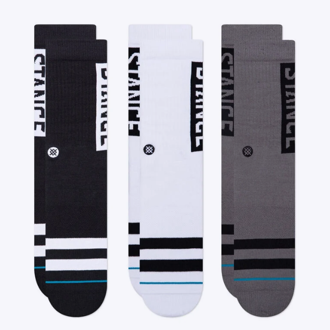 Stance OG 3 Pack Crew 3 Pack Socks - Black/White