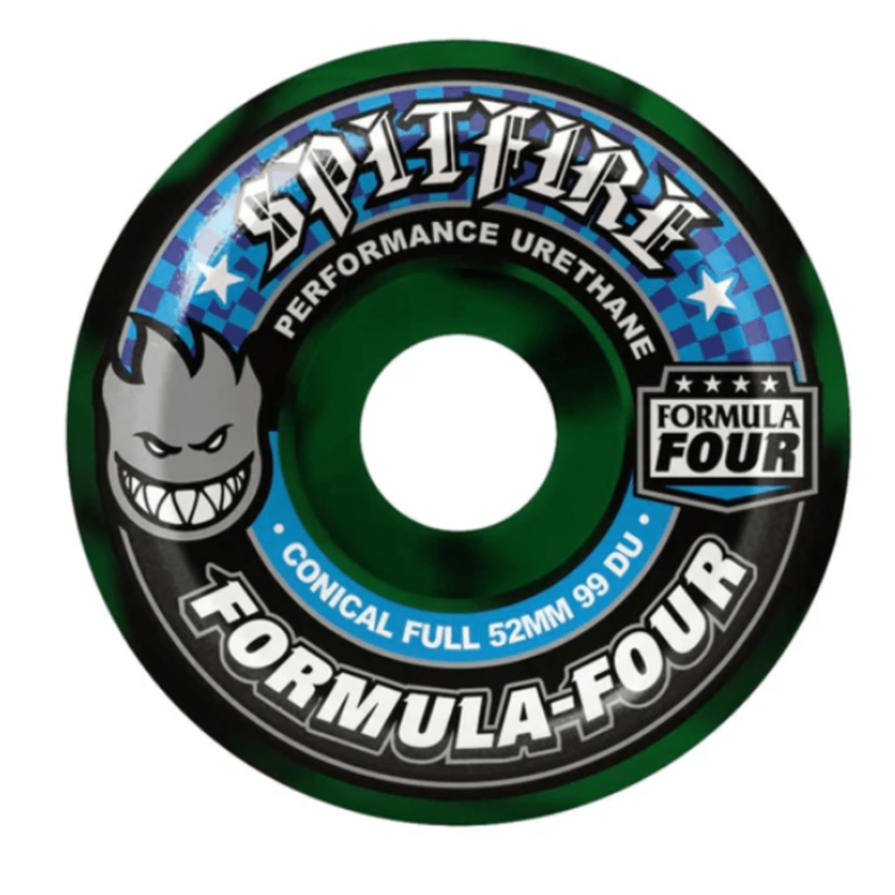 Spitfire 99 Formula Four Conical Full Skateboard Wheels 52mm Black/Green