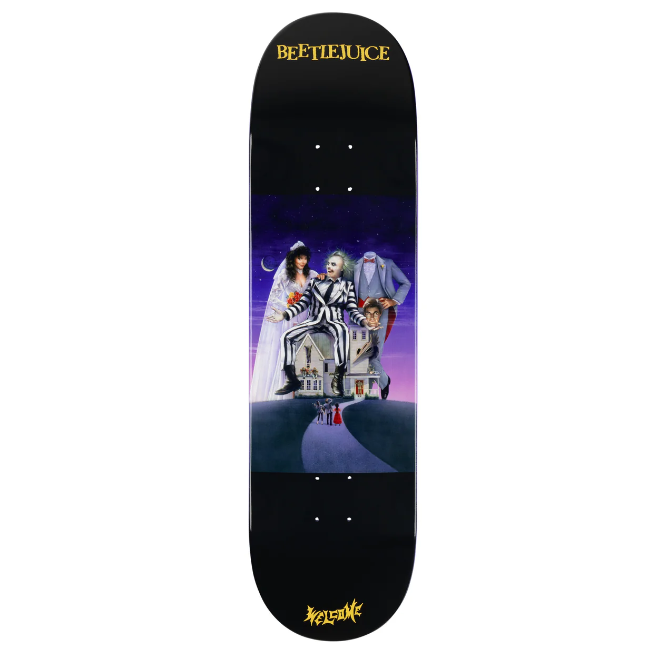 Welcome & Beetlejuice Showtime on Popsicle Black/Purple Dip Skateboard Deck - 8.5