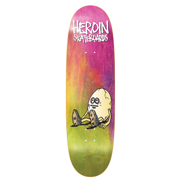 Heroin Team Rainbow Egg Shaped Skateboard Deck 9.125"