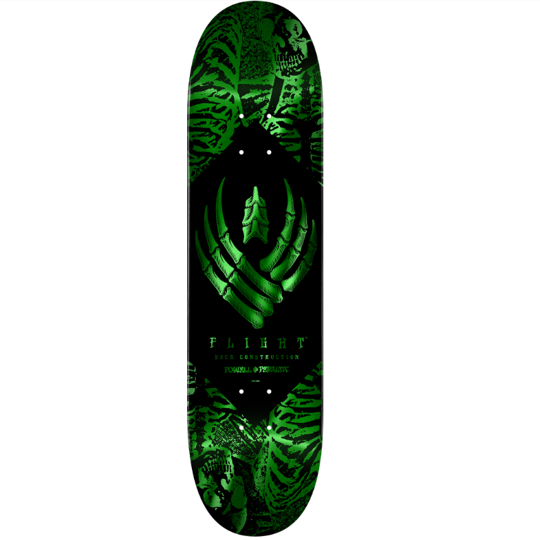 Powell Peralta Skeleton Green Foil FLIGHT Skateboard Deck - 8.5"