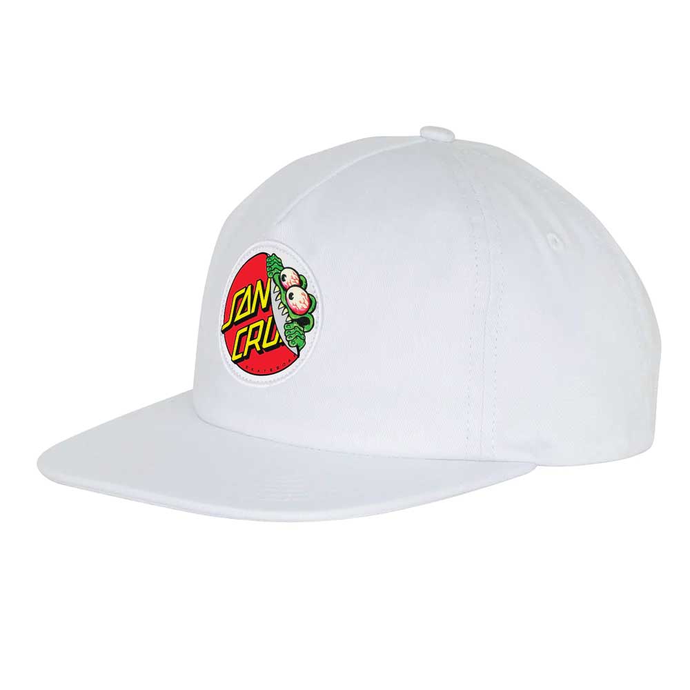 Santa Cruz Beware Dot Strapback Mid Profile Hat - White