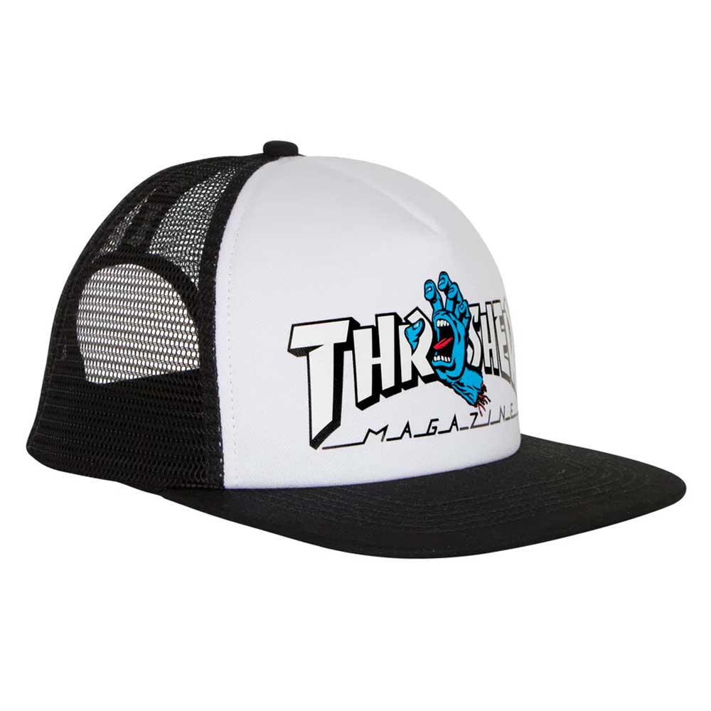 Santa Cruz Thrasher Screaming Logo Mesh Trucker High Profile Hat - Blk/White