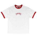 Welcome Barb Ringer Short Sleeve T-Shirt - White/Red