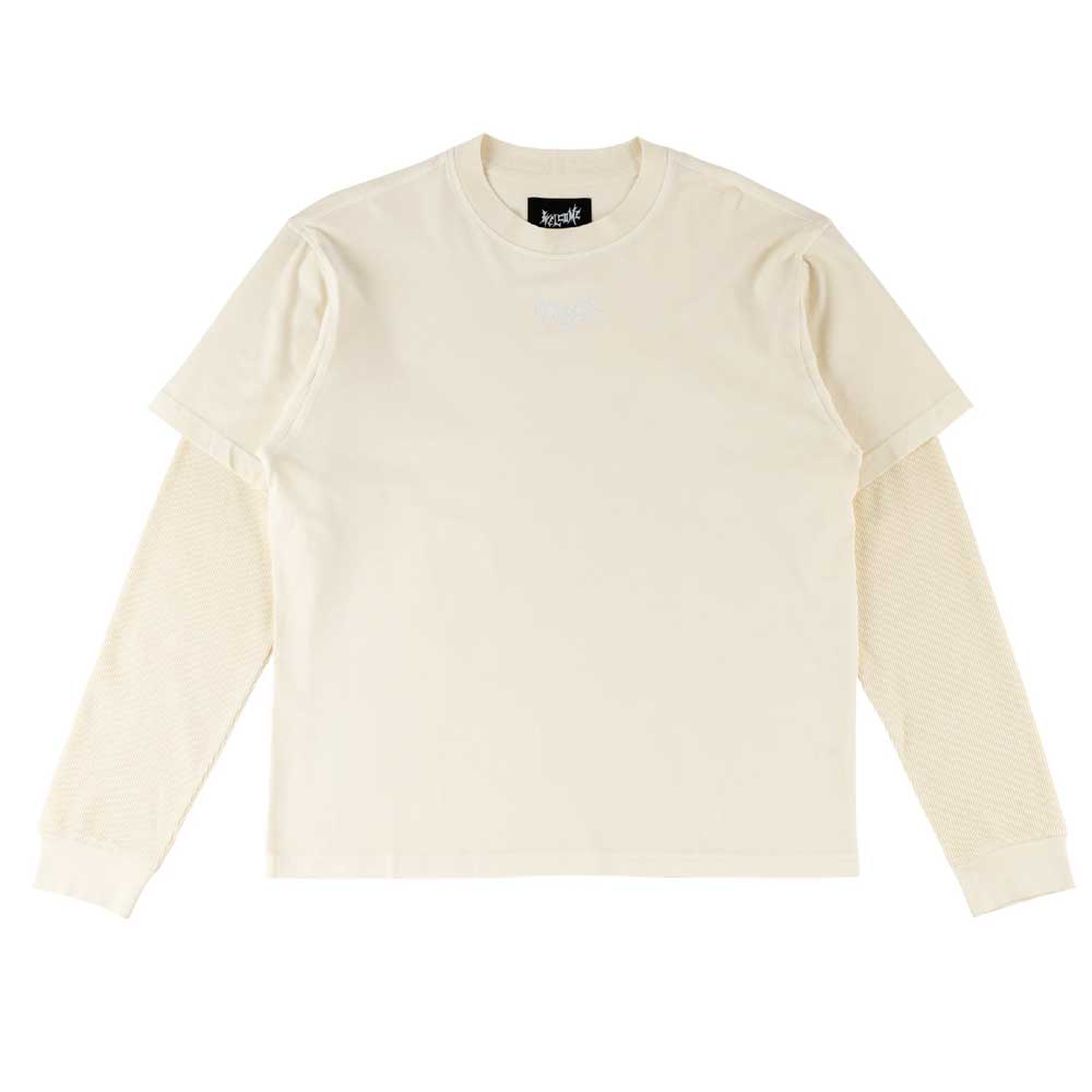 Welcome Shard Garment-Dyed Boxy Layered Knit Long Sleeve Shirt