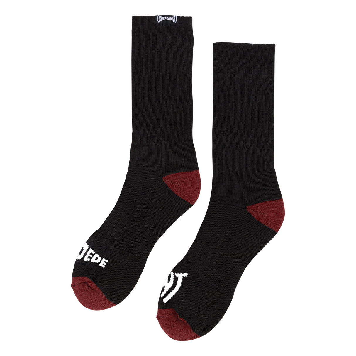 Independent Span Split Crew Socks Black/Burgundy