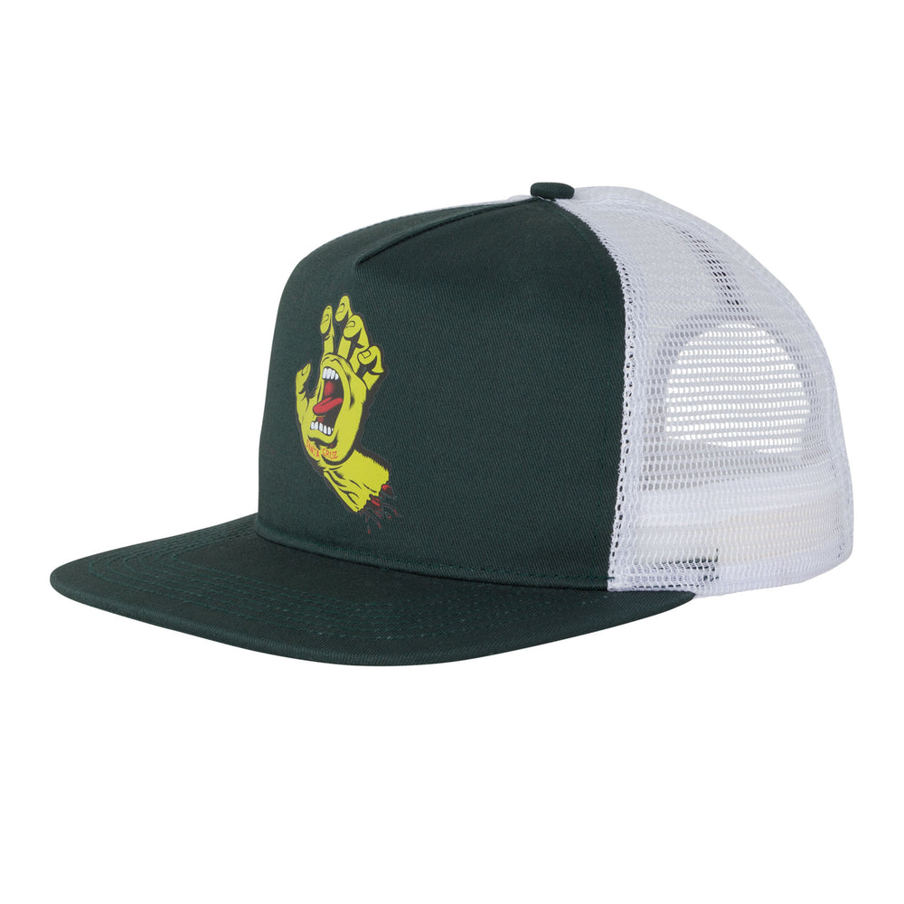 Santa Cruz Screaming Hand Front Mesh Trucker High Profile Men's Hat - Forest/White