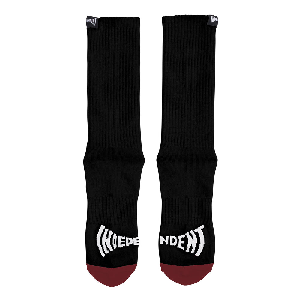 Independent Span Split Mens Crew Socks - Black/Burgundy