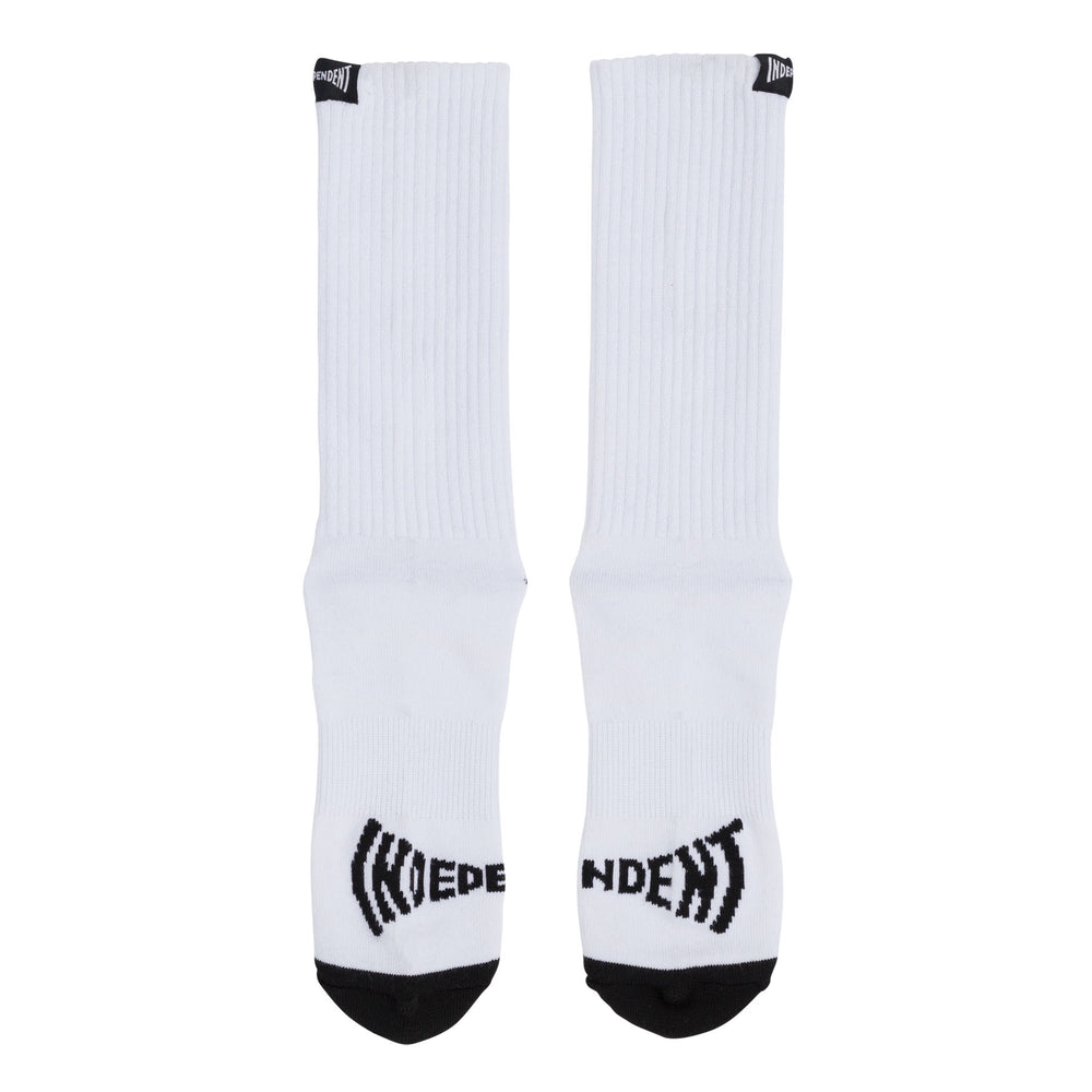 Independent Span Split Mens Crew Socks - White/Black